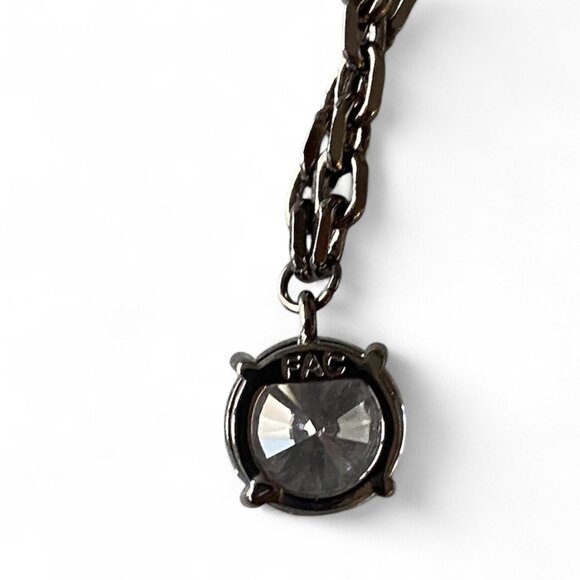 FAC Bold Solitaire Swarovski Crystal Gunmetal Necklace - Picture 6 of 7